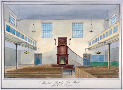 Vue intérieure de la chapelle baptiste de Lion Street, près de New Kent Road, Southwark, Londres, 1826 - G Yates
