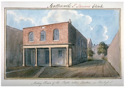 Vue de la maison de réunion des Quakers sur Redcross Street, Southwark, Londres, 1825 - G Yates