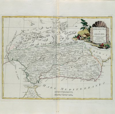 Andalousie et Grenade, gravure par G. Zuliani tirée du Tome I du Nouvel Atlas publié à Venise en 1776 par Antonio Zatta, Collection Privée - G. Zuliani