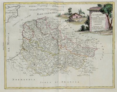 Les Gouvernances de Flandre française, Artois, Picardie et Boulonnais, gravure par G. Zuliani tirée du Tome I du Nouvel Atlas publié à Venise en 1776 par Antonio Zatta, Collection Privée - G. Zuliani