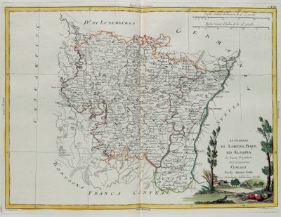 Gouvernances de Lorraine, Barr et Alsace, gravure de G. Zuliani tirée du Tome I du "Newest Atlas" publié à Venise par Antonio Zatta, Collection Privée - G. Zuliani