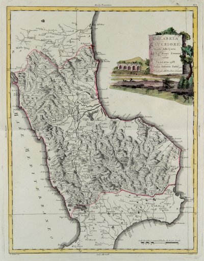 Calabre citérieure, gravure de G. Zuliani tirée du Tome II du "Newest Atlas" publié à Venise en 1783 par Antonio Zatta, Collection Privée - G. Zuliani