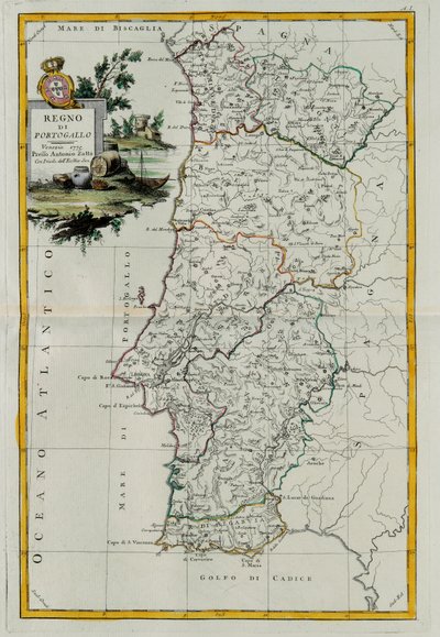 Royaume du Portugal, gravure par G. Zuliani tirée du Tome I du Nouvel Atlas publié à Venise en 1776 par Antonio Zatta, Collection Privée - G. Zuliani