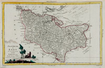 Province de Kent, gravure de G. Zuliani tirée du Tome I du "Nouvel Atlas" publié à Venise en 1779 par Antonio Zatta, Collection Privée - G. Zuliani