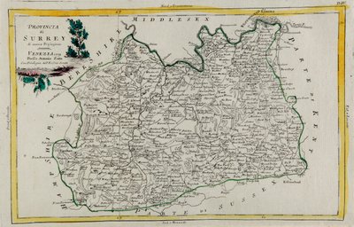 Province de Surrey, gravure de G. Zuliani tirée du Tome I du "Nouvel Atlas" publié à Venise en 1779 par Antonio Zatta, Collection Privée - G. Zuliani