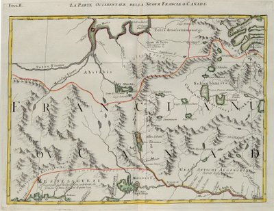 La partie occidentale de la Nouvelle-France ou du Canada, gravure de G. Zuliani tirée du Tome I du "Nouvel Atlas" publié à Venise en 1778 par Antonio Zatta, Collection Privée - G. Zuliani