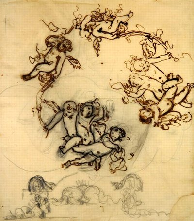 Putti, étude pour une décoration de plafond dans la salle à manger du Palais d