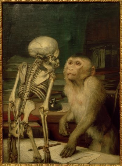 Singe devant un squelette - Gabriel Cornelius Ritter von Max
