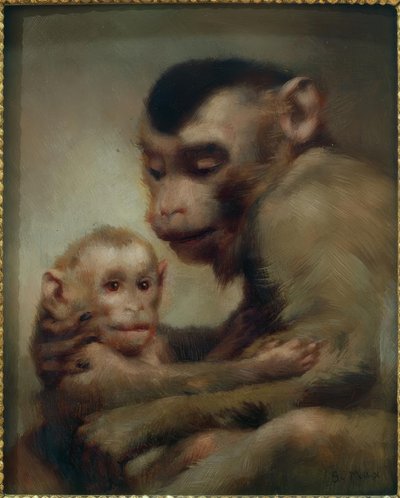 Mère avec enfant (singes) - Gabriel Cornelius Ritter von Max