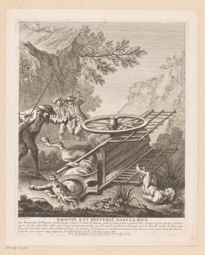 Ragotin tombe de la charrette (Scènes du Roman Comique de Scarron) - Gabriel Huquier