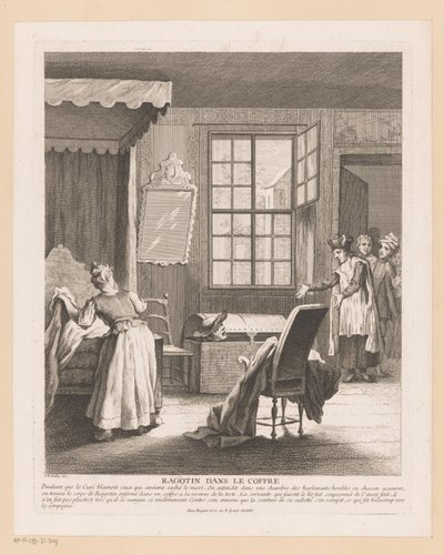Intérieur de chambre avec Ragotin dans un coffre - Gabriel Huquier