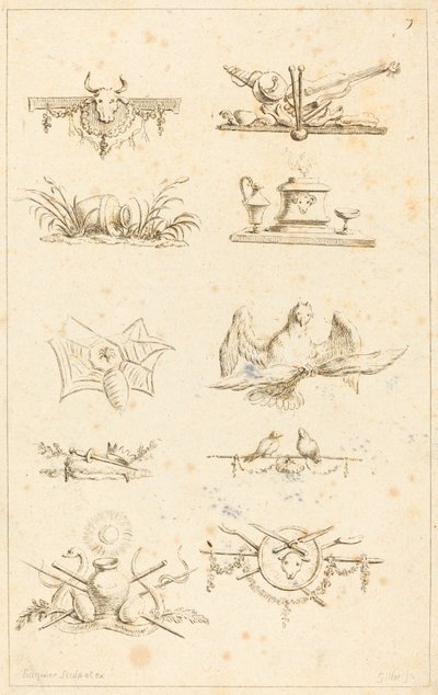Dessins pour Culs-de-lampe : pl. 7 - Gabriel Huquier after Claude Gillot