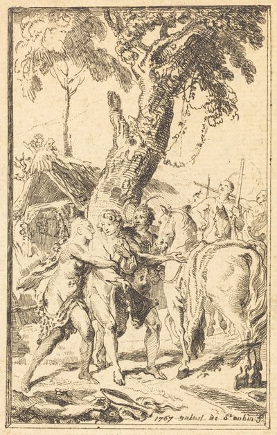Fuite de M. de Belle-Isle, prisonnier avec les Attakapas [droite] - Gabriel Jacques de Saint Aubin
