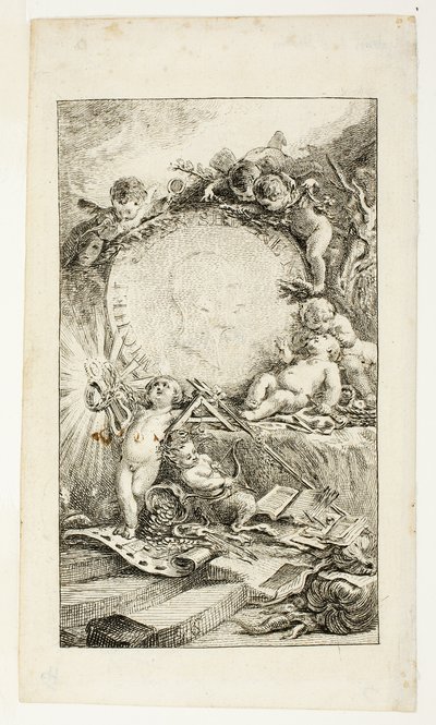 Frontispice, planche une de Recueil de Poésies de Sedaine - Gabriel Jacques de Saint Aubin