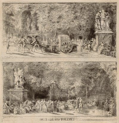 Scènes des Tuileries : Les chaises et la charrette d