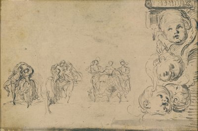 Esquisses de Danseurs et Têtes de Putti - Gabriel Jacques de Saint Aubin