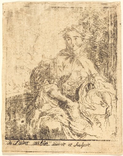 Jeune femme à la terrasse - Gabriel Jacques de Saint Aubin