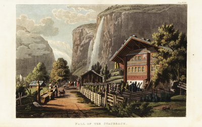 Vue de la chute de Staubbach, une cascade en Suisse, située juste à l