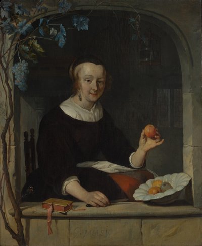 Une femme assise à une fenêtre - Gabriel Metsu