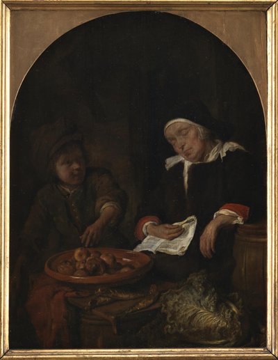 Une femme vendant des fruits et des harengs - Gabriel Metsu