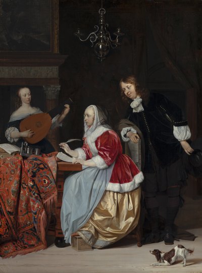 Une jeune femme composant une pièce de musique - Gabriel Metsu