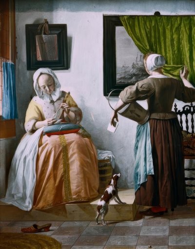 G. Metsu, Dame lisant une lettre et servante - Gabriel Metsu
