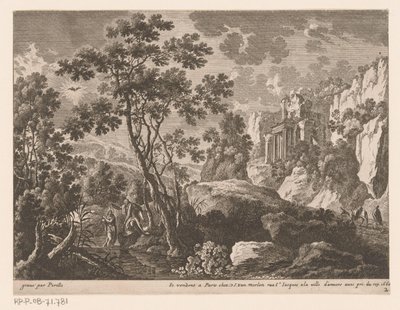 Paysage avec le baptême du Christ dans le Jourdain (Paysages avec scènes de la vie du Christ) - Gabriel Perelle
