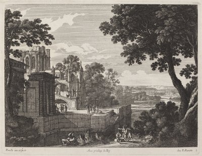 Grand paysage avec une abbaye en ruine - Gabriel Perelle