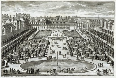 Vue du Parc du Palais Royal à Paris. Gravure par Perelle, fin 17e siècle - Gabriel Perelle