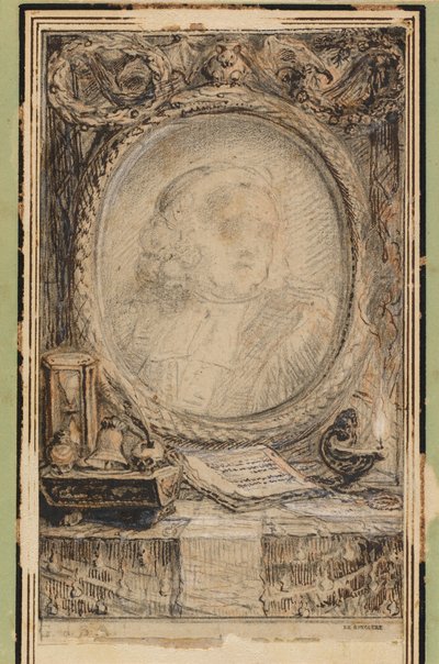 Cadre allégorique avec une chauve-souris, vers 1769 (dessin à la plume et à l