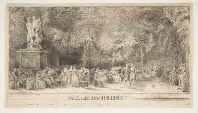 Scène aux Tuileries : Les chaises - Gabriel de Saint Aubin