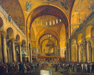Le doge est présenté au peuple à San Marco à Venise - Gabriele Bella