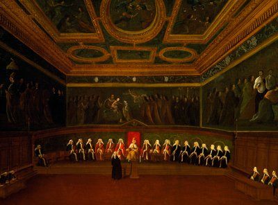Salle du Conseil des Dix à Venise, par Gabriel Bella (1730-1799), huile sur toile, 94x147 cm, Italie - Gabriele Bella