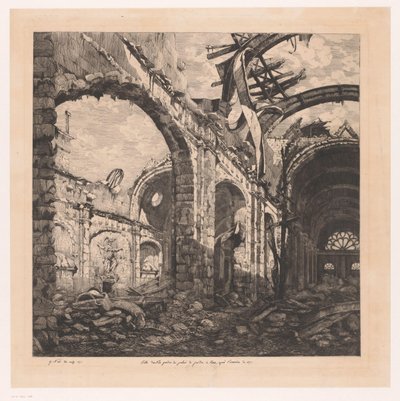Ruine de la Salle des pas perdus à Paris après l