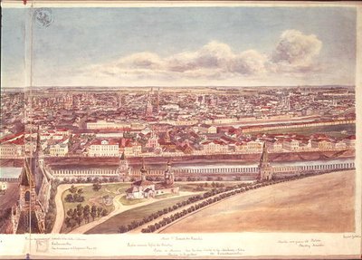 Panorama de Moscou, représentant les murs du Kremlin et la rivière Moskva, 1819 - Gadolle