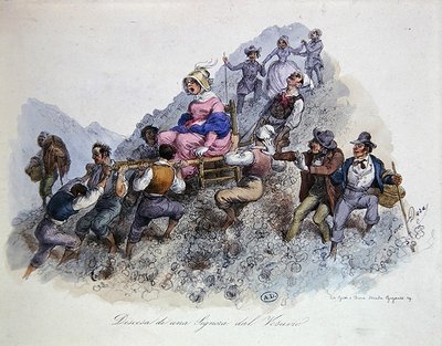 Un Touriste descendant du Mont Vésuve, vers 1830 - Gaetano (after) Dura