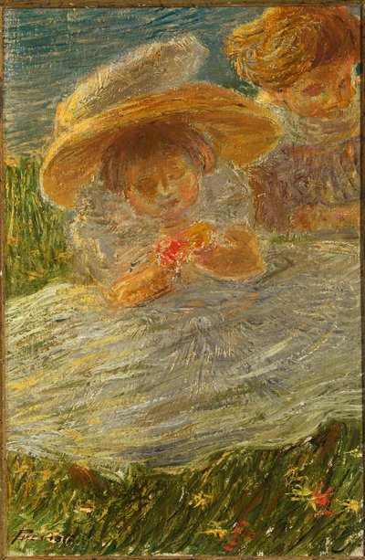 Enfants sur la pelouse - Gaetano Previati