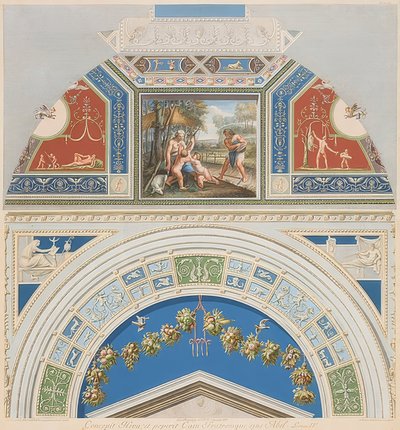 Lunette et champ voûté avec Adam et Ève au travail - Gaetano Savorelli
