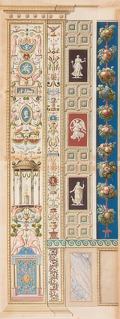 Pilastre Loggia XIII (Ornement, au centre duquel se trouve un temple de Diane) - Gaetano Savorelli