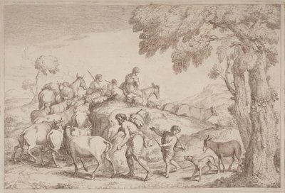Un berger âgé vu de dos - Gaetano Zompini, after Giovanni Benedetto Castiglione