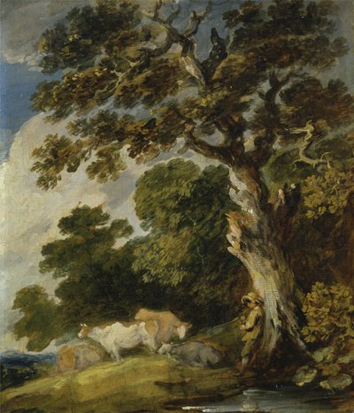 Paysage boisé avec du bétail et des bergers - Gainsborough Dupont