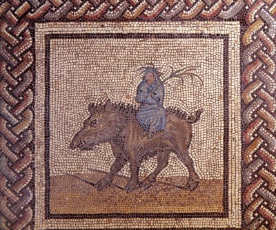 Art gallo-romain : pavement en mosaïque représentant un calendrier rustique. Allégorie de l