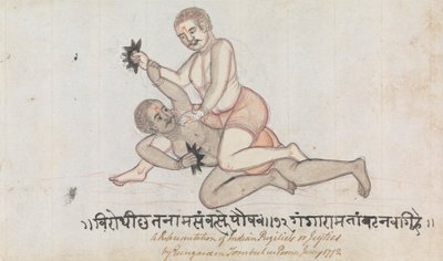 Deux Jeyties Luttant - Gangaram Chintaman Tambat