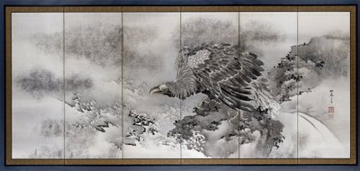 Écran avec aigle de mer le long de la côte - Ganryo