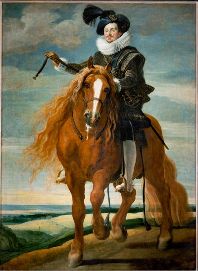 Equestrian portrait of Don Diego Messia Felipe de Guzman, Marques de Leganes … (painting on canvas) - Gaspar De Crayer