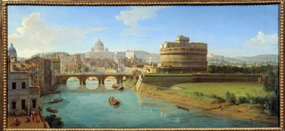 Vue du Château Saint-Ange à Rome. Panorama de la ville, du Tibre et du Castel Sant