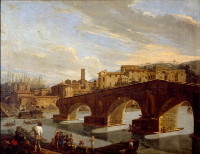 Vue du Tibre au niveau du pont rompu à Rome - Gaspar van Wittel