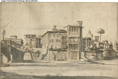 Maisons sur le Tibre - Gaspar van Wittel
