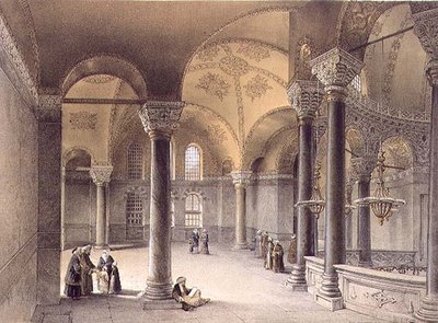 Haghia Sophia, planche 14 : la galerie orientale, gravé par Louis Haghe, publié 1852 - Gaspard (after) Fossati
