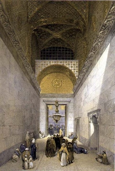 Haghia Sophia, planche 1 : entrée principale de la mosquée, gravé par Louis Haghe publié en 1852 - Gaspard (after) Fossati